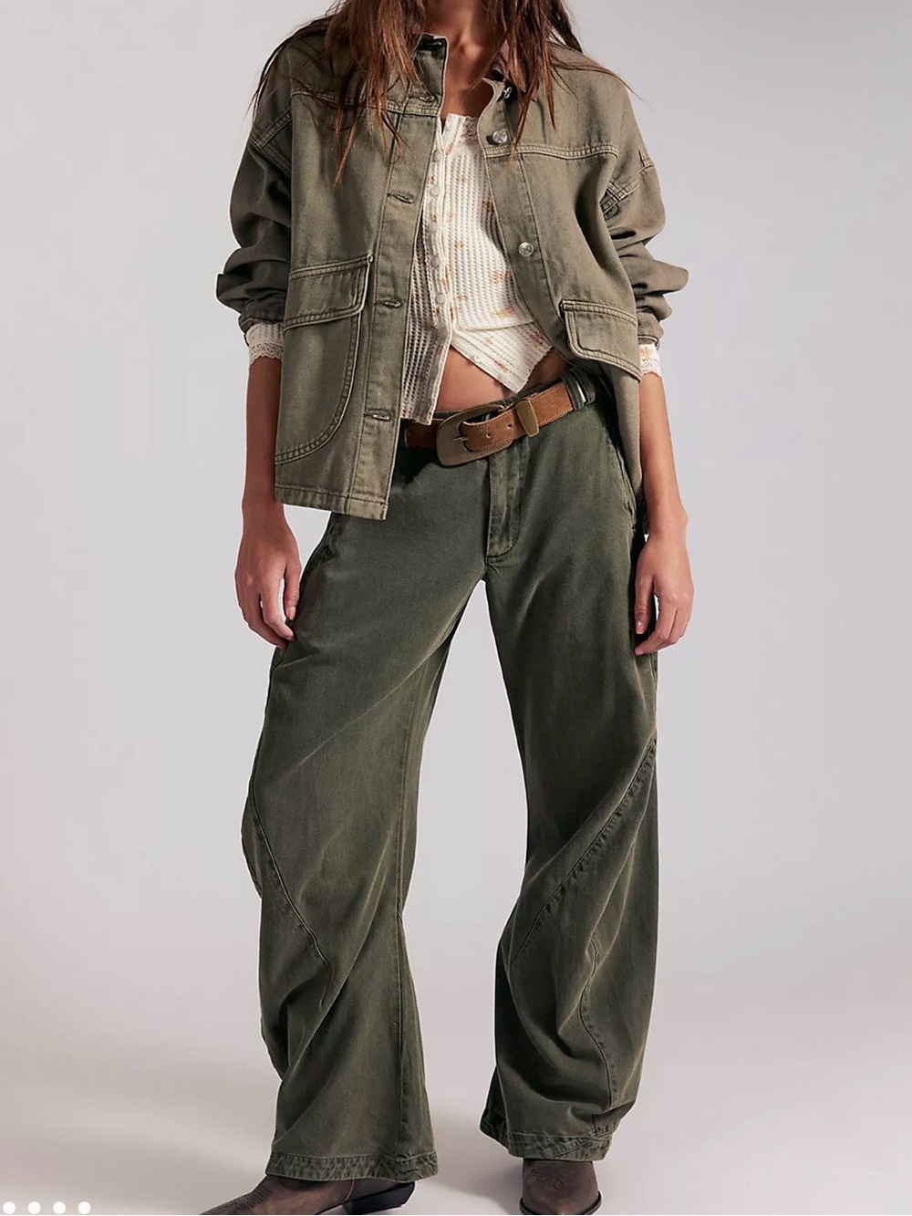 Free People Spotlight Washed Barrel Chino Trouser Size 6 NWT